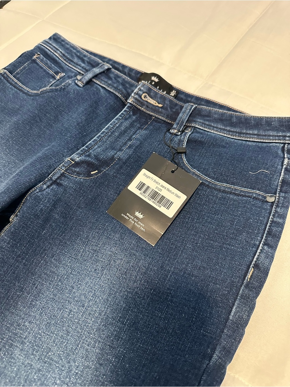 Men's Straight Fit Jeans in Dark Blue Denim